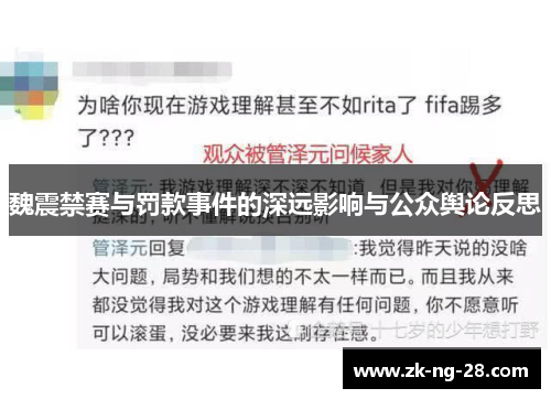 魏震禁赛与罚款事件的深远影响与公众舆论反思